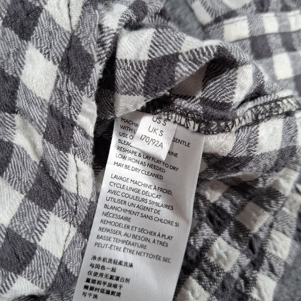 Anthropologie Isadora Button Back Tunic Gray Checkered Womens Size S Boho Chic - Picture 14 of 14
